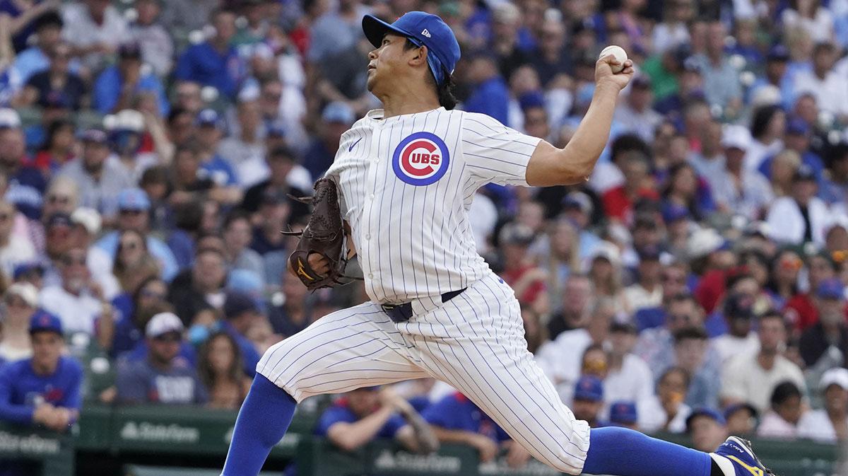 Michael Busch celebrates Cubs ace Shota Imanaga after impressive showing vs. Red Sox_thumbnail